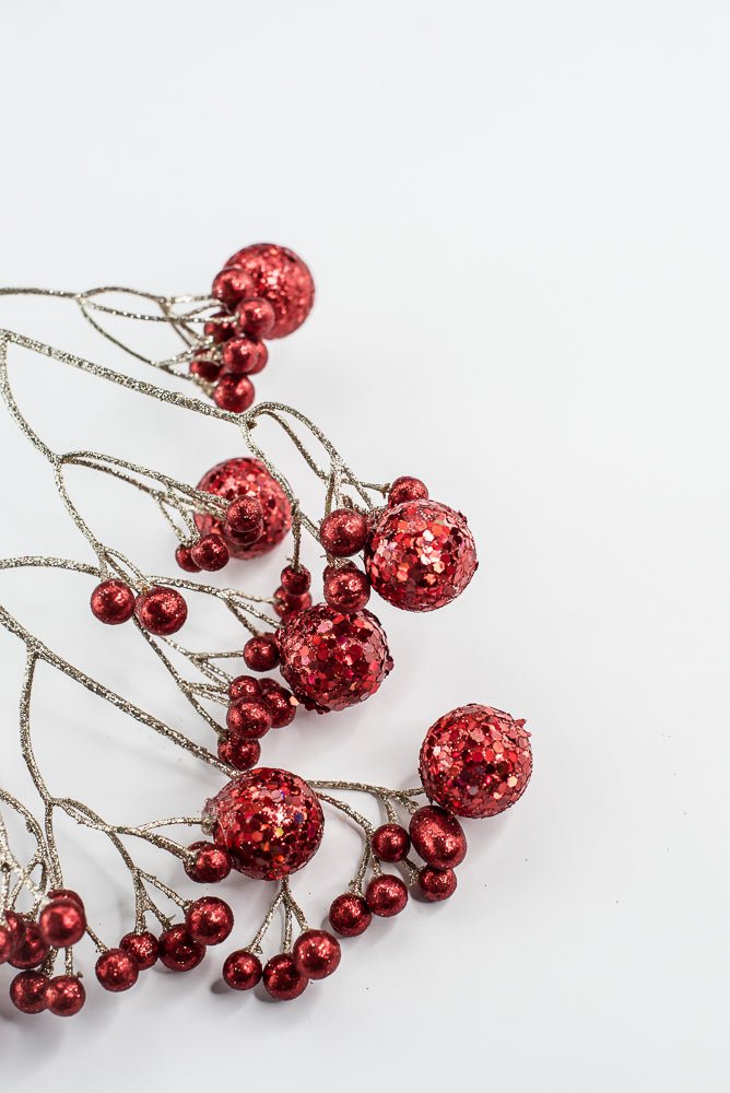 Red Glitter Ball Spray - 23" - Greenery MarketXG1087R