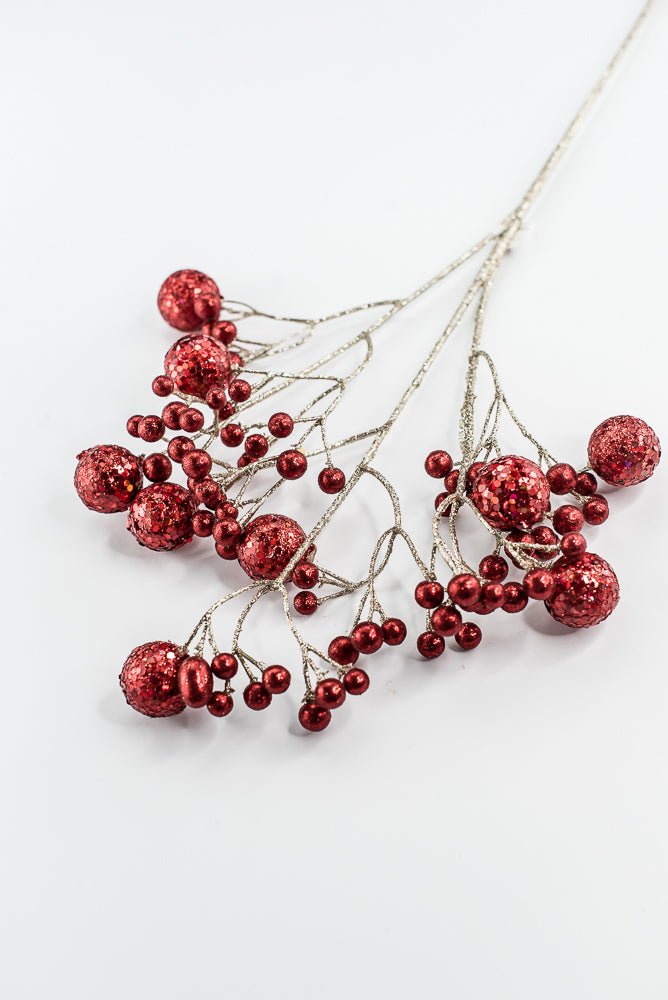 Red Glitter Ball Spray - 23" - Greenery MarketXG1087R