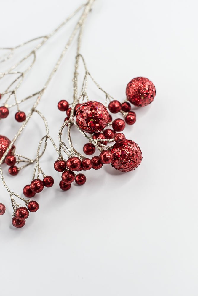 Red Glitter Ball Spray - 23" - Greenery MarketXG1087R