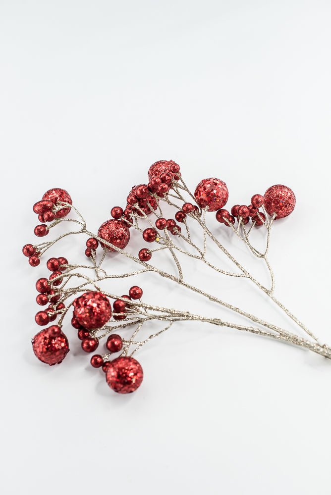 Red Glitter Ball Spray - 23" - Greenery MarketXG1087R