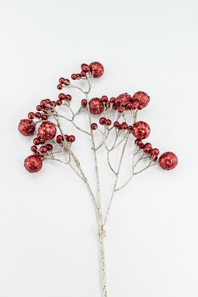 Red Glitter Ball Spray - 23" - Greenery MarketXG1087R