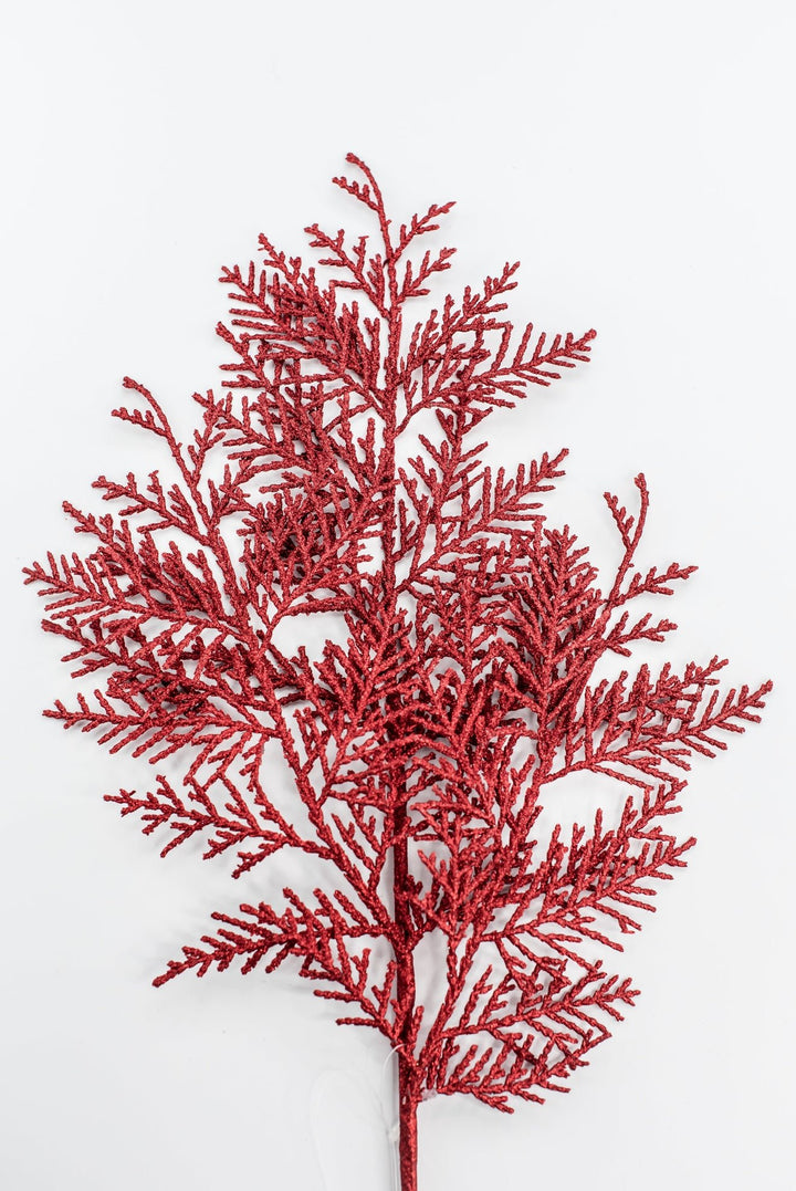 Red Glitter Cedar Spray - Greenery Market86484RD