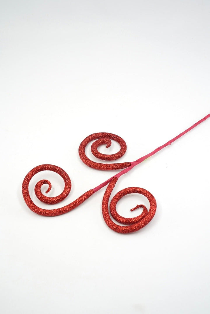 Red Glitter Tube Spiral Curly Spray - 18" - Greenery Market63882RD