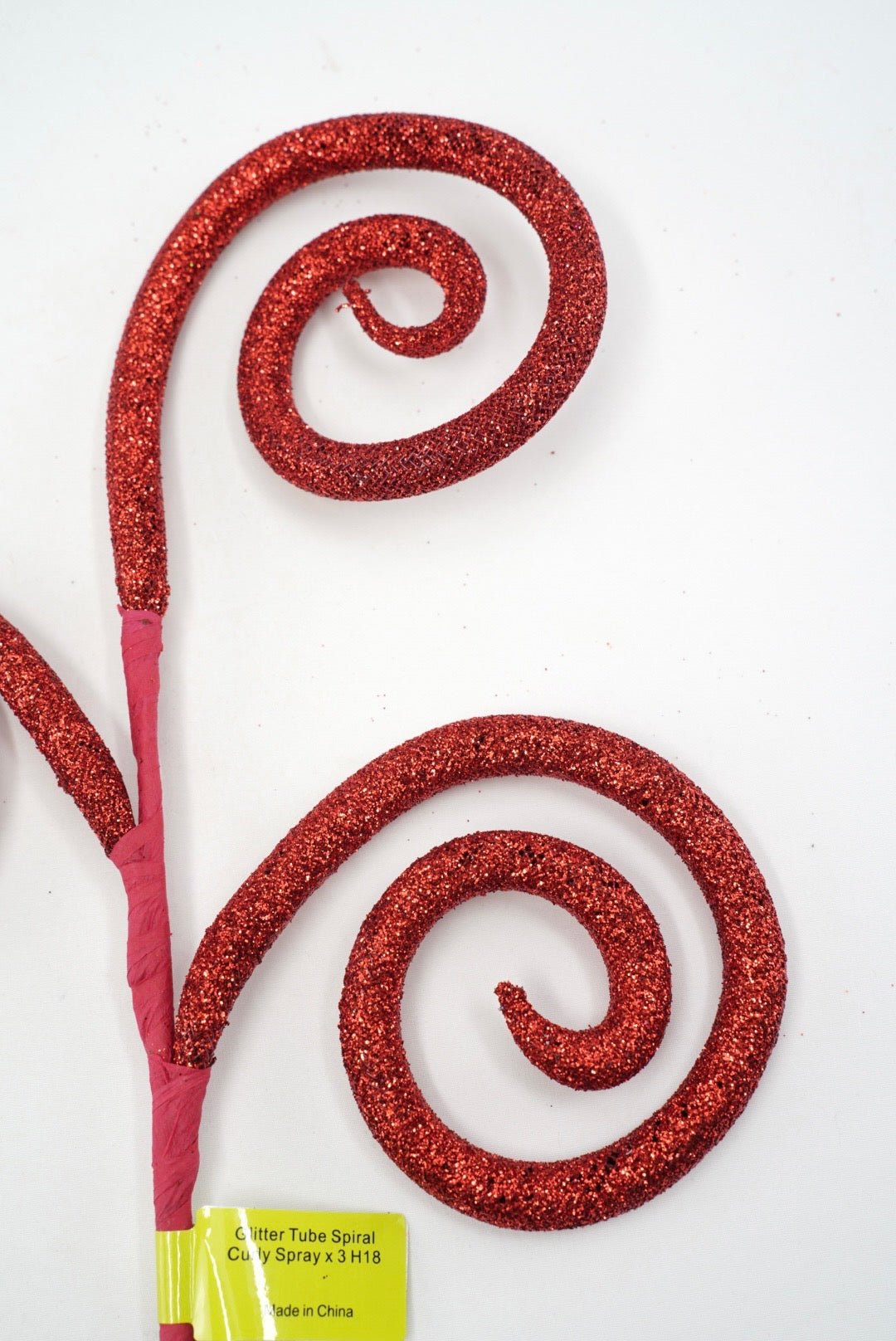 Red Glitter Tube Spiral Curly Spray - 18" - Greenery Market63882RD
