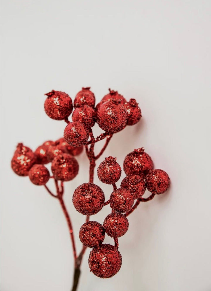 Red glittered berries pick - Greenery MarketArtificial FloraXg266 R