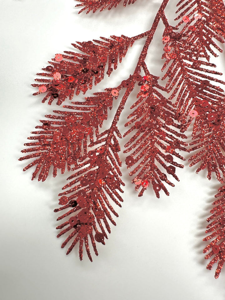 Red glittered pine spray - Greenery Market60883