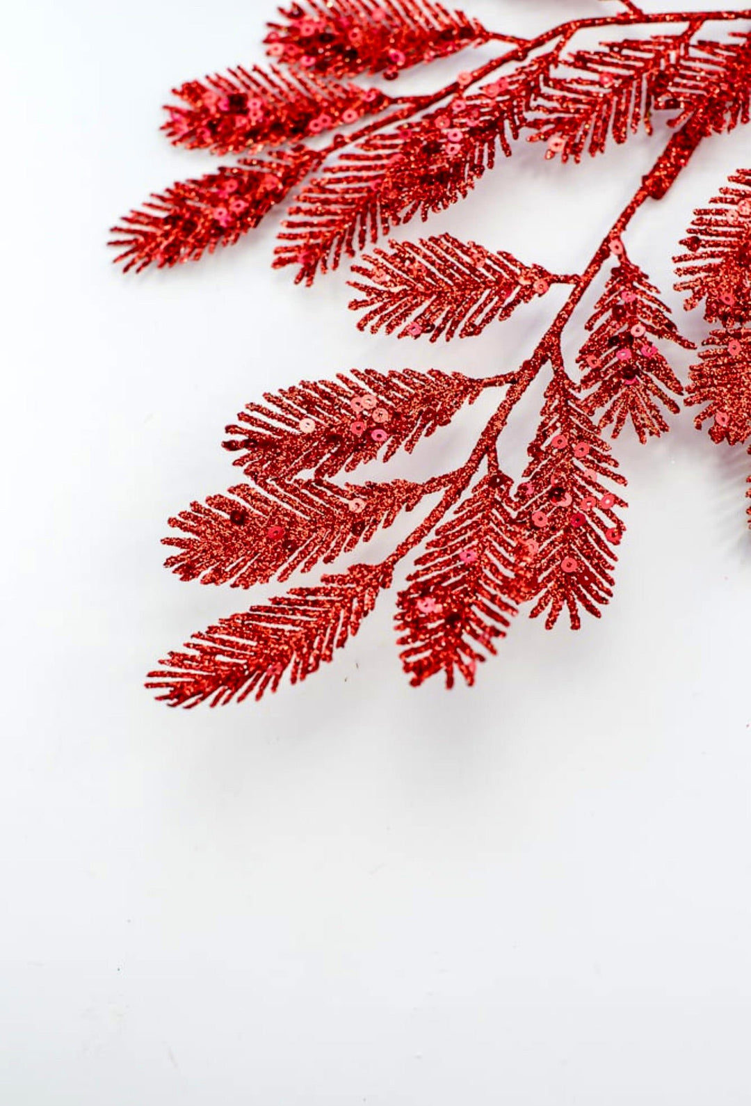 Red glittered pine spray - Greenery Market60883