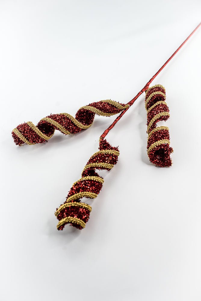 Red & Gold Red Spiral With Gold Trim Spray - 28" - Greenery MarketXP2595RGO