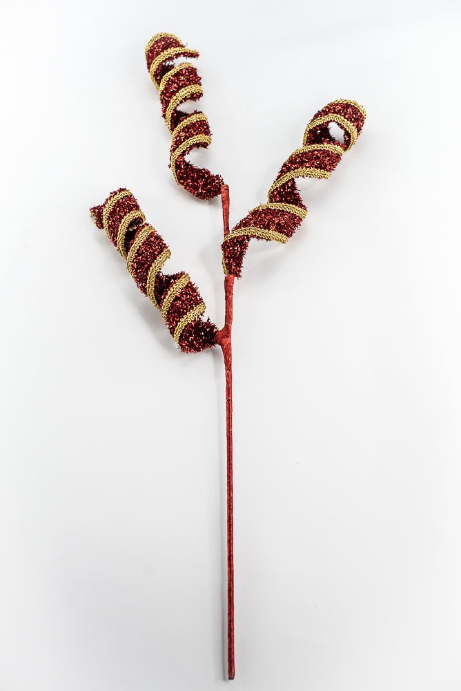 Red & Gold Red Spiral With Gold Trim Spray - 28" - Greenery MarketXP2595RGO