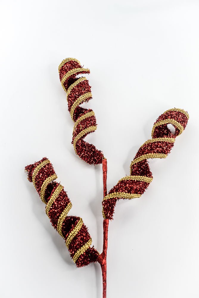 Red & Gold Red Spiral With Gold Trim Spray - 28" - Greenery MarketXP2595RGO