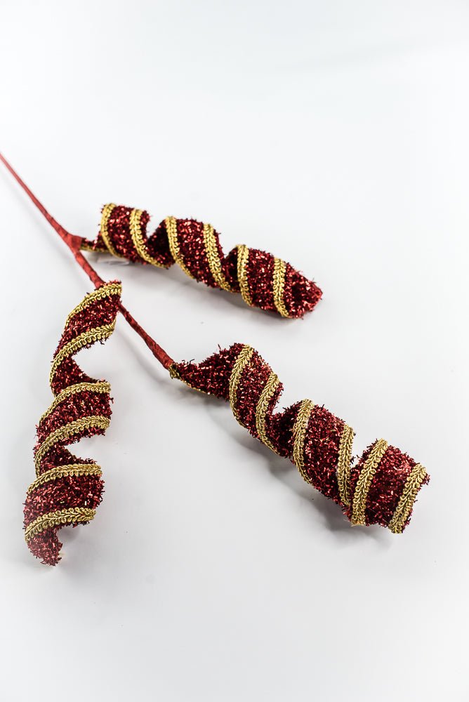 Red & Gold Red Spiral With Gold Trim Spray - 28" - Greenery MarketXP2595RGO
