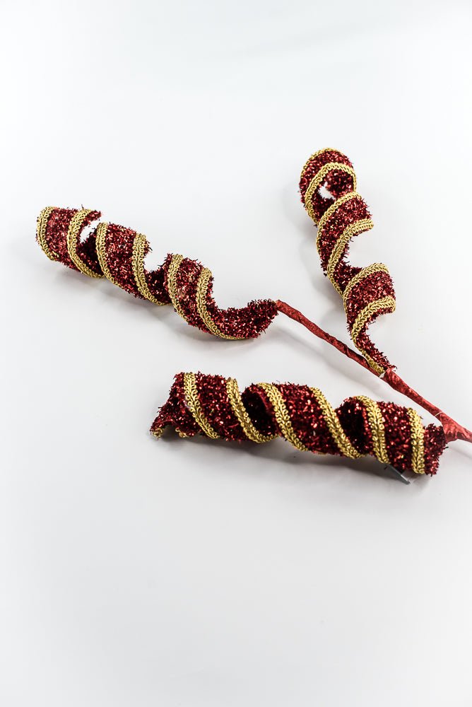 Red & Gold Red Spiral With Gold Trim Spray - 28" - Greenery MarketXP2595RGO