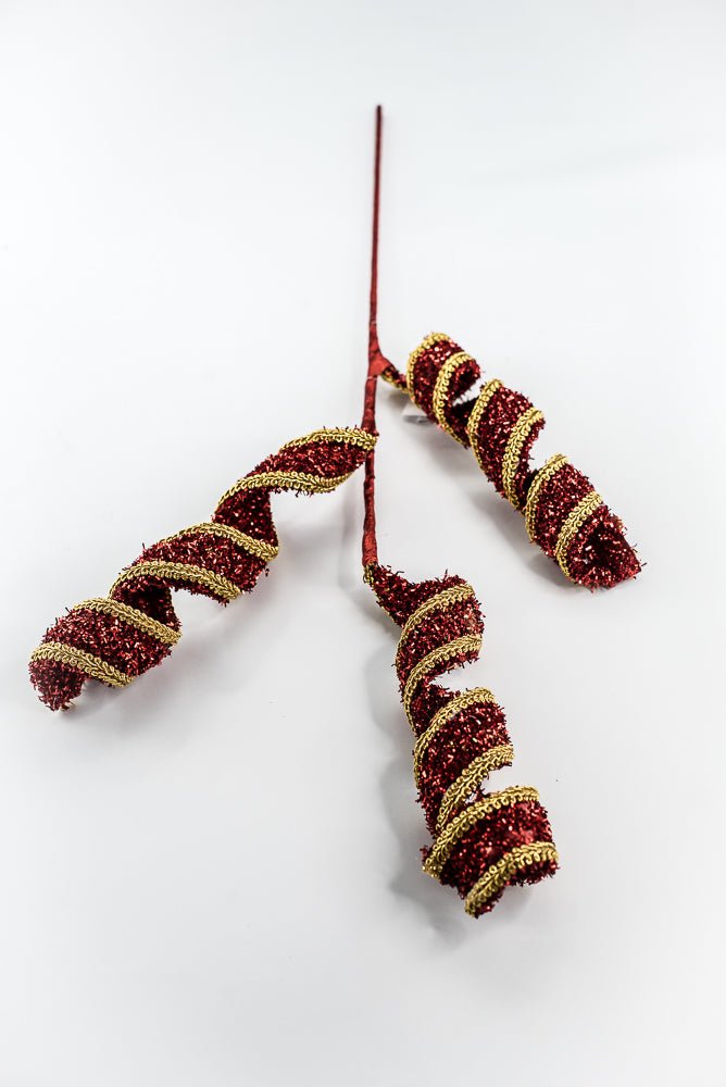 Red & Gold Red Spiral With Gold Trim Spray - 28" - Greenery MarketXP2595RGO