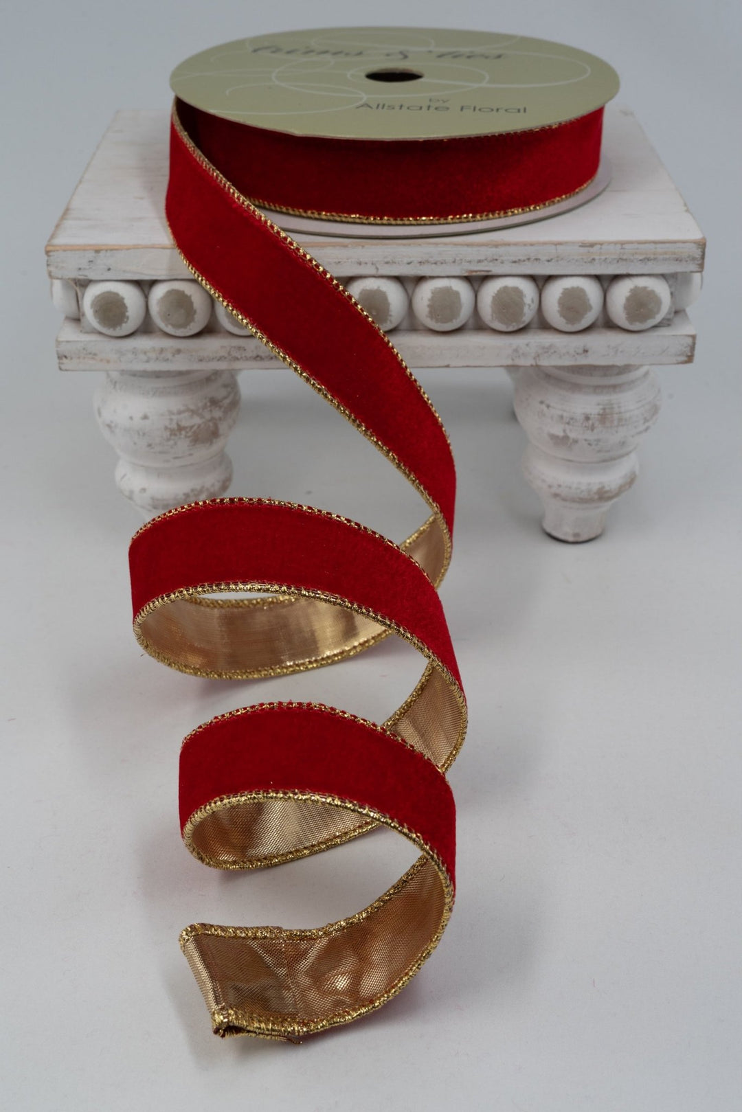 Red & Gold Velvet Wired Ribbon - 1" - Greenery MarketRV3005-RE/GO
