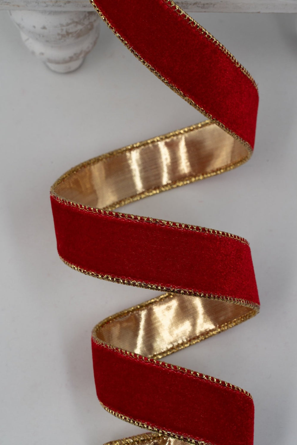 Red & Gold Velvet Wired Ribbon - 1" - Greenery MarketRV3005-RE/GO