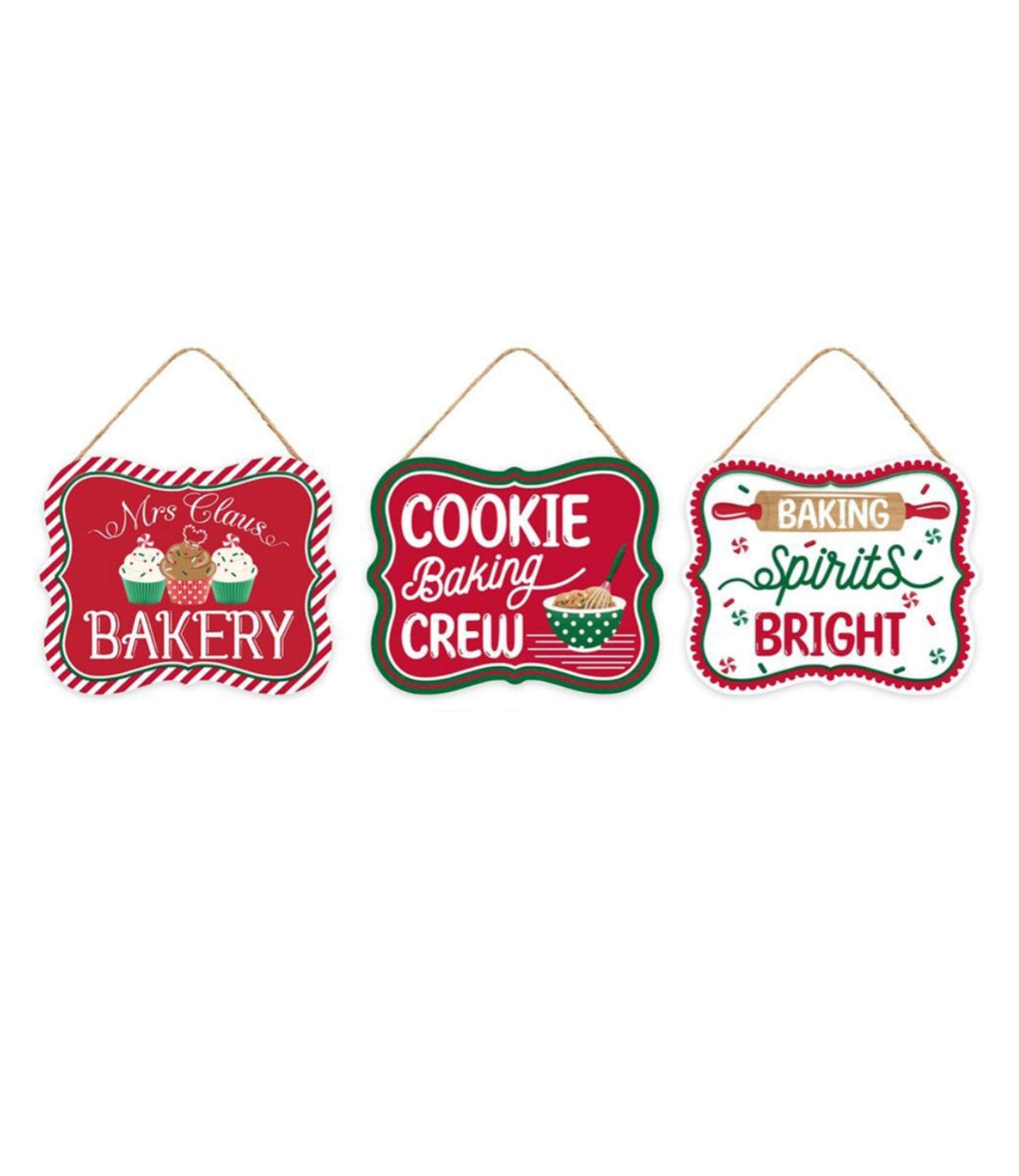 Red, green, and white holiday baking signs - Greenery MarketChristmasMD1444