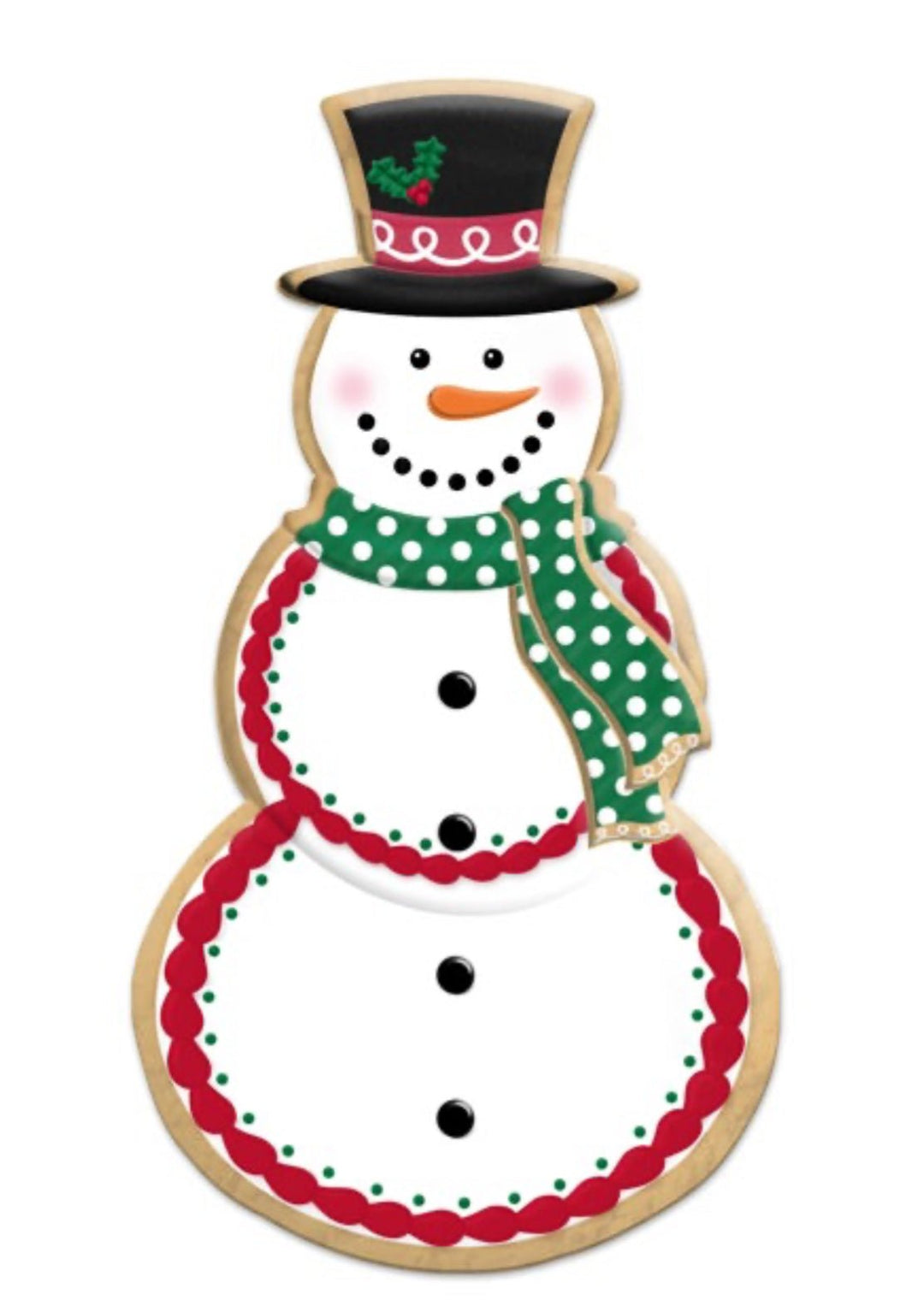 Red, green, and white snowman cookie sign - Greenery MarketWinter and Christmas