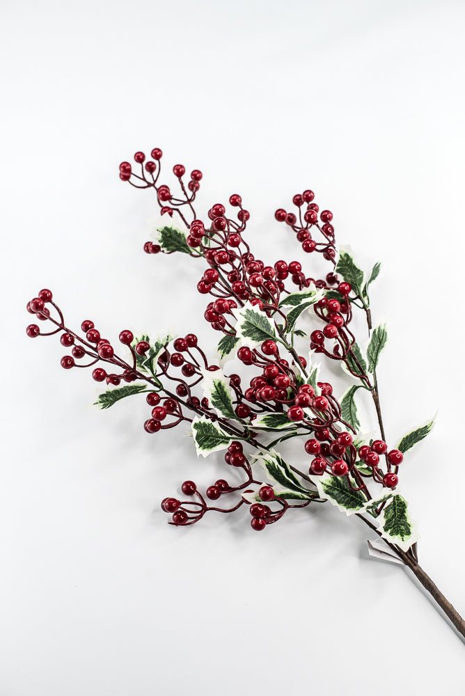 Red & Green Berry With Holly Leaf Spray - 34" - Greenery MarketXB645RG