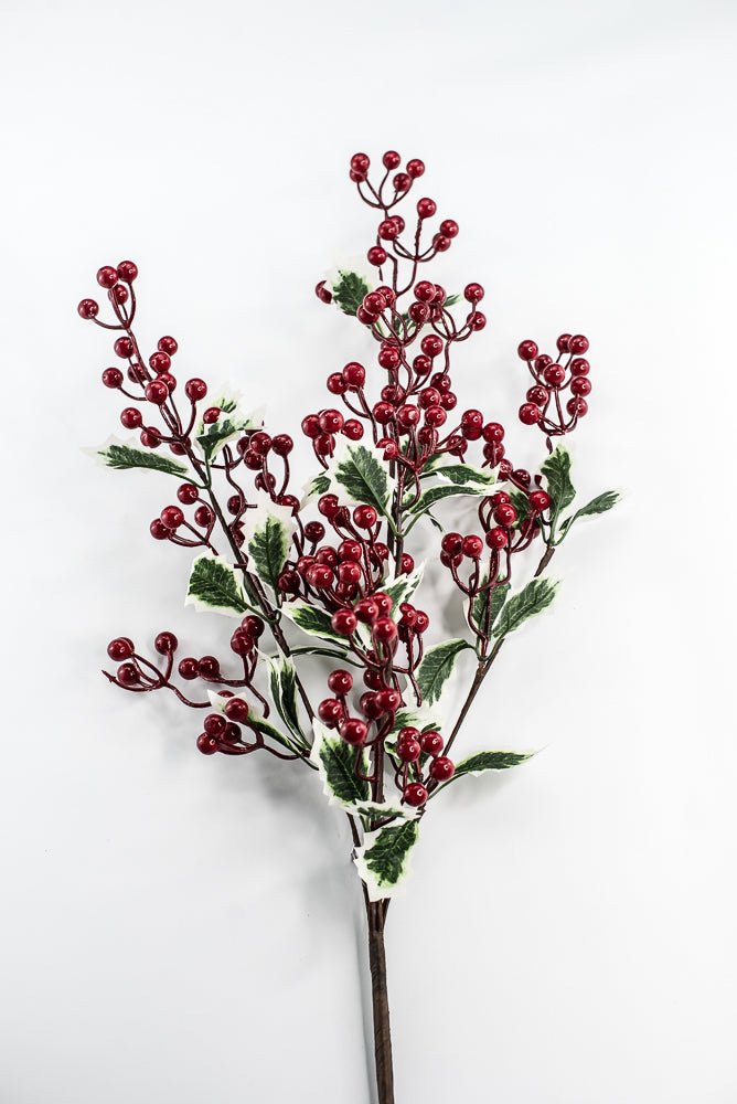 Red & Green Berry With Holly Leaf Spray - 34" - Greenery MarketXB645RG