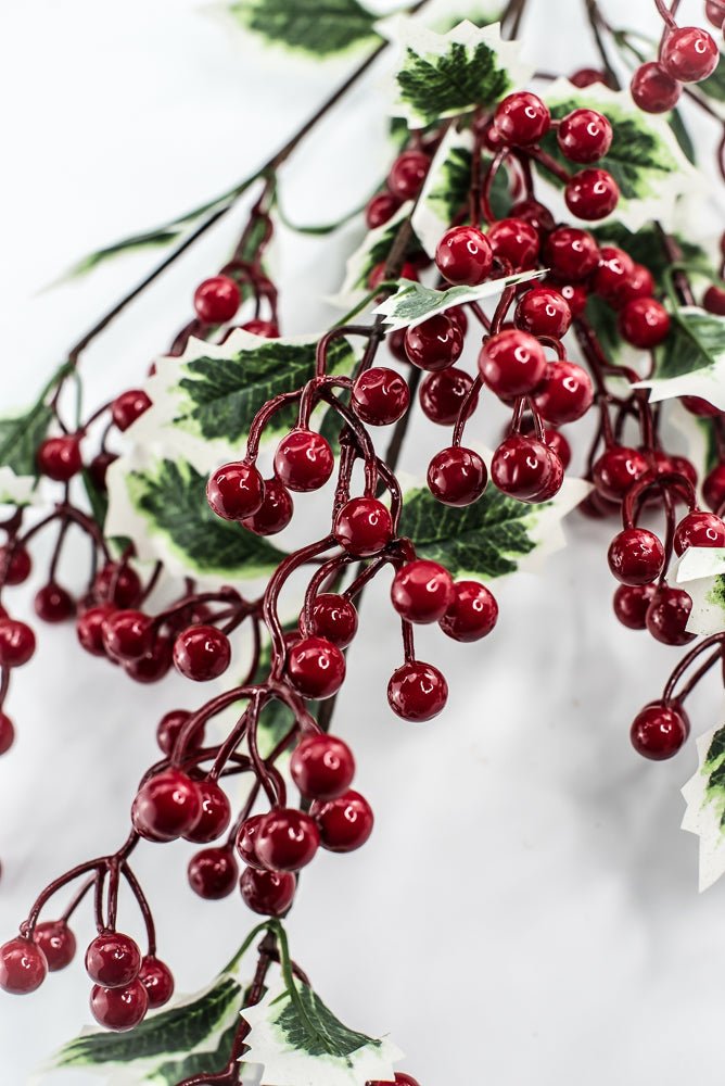 Red & Green Berry With Holly Leaf Spray - 34" - Greenery MarketXB645RG