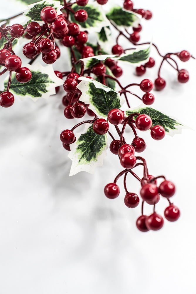 Red & Green Berry With Holly Leaf Spray - 34" - Greenery MarketXB645RG