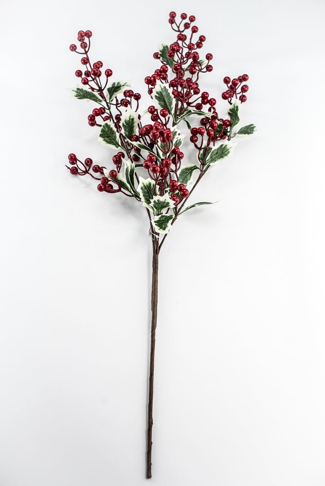 Red & Green Berry With Holly Leaf Spray - 34" - Greenery MarketXB645RG