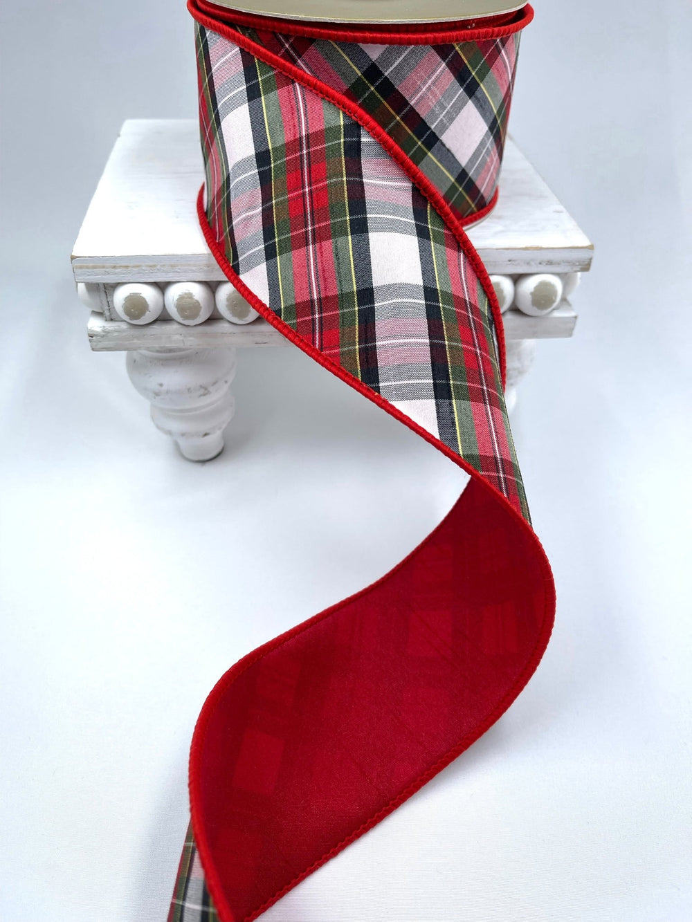 Red green Christmas plaid ribbon - 2.5” - Greenery MarketWired ribbon236671