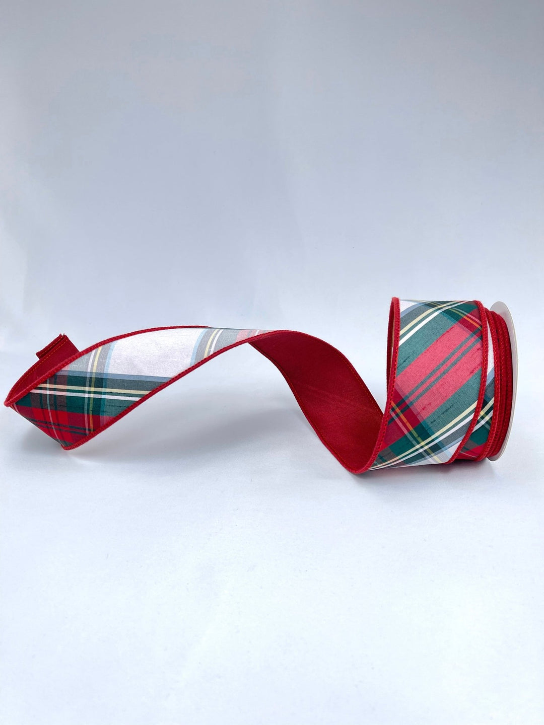 Red green holiday plaid ribbon - 2.5” - Greenery MarketWired ribbon236629