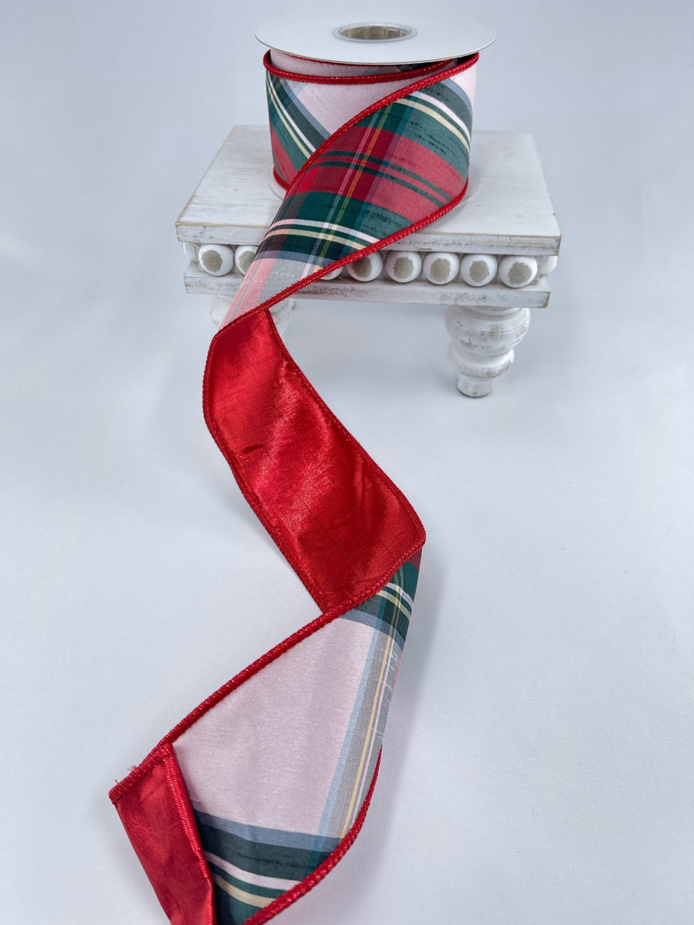 Red green holiday plaid ribbon - 2.5” - Greenery MarketWired ribbonMTX72686 RDGR
