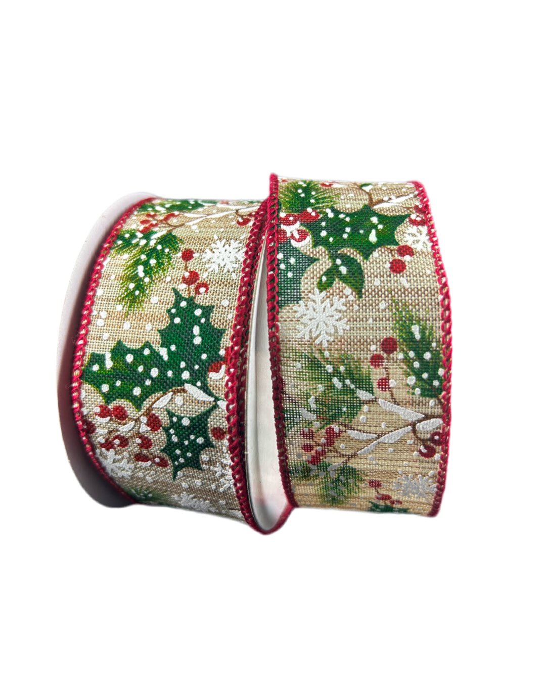 Red green holly ribbon - 1.5” - Greenery MarketWired ribbon71438 - 09 - 15