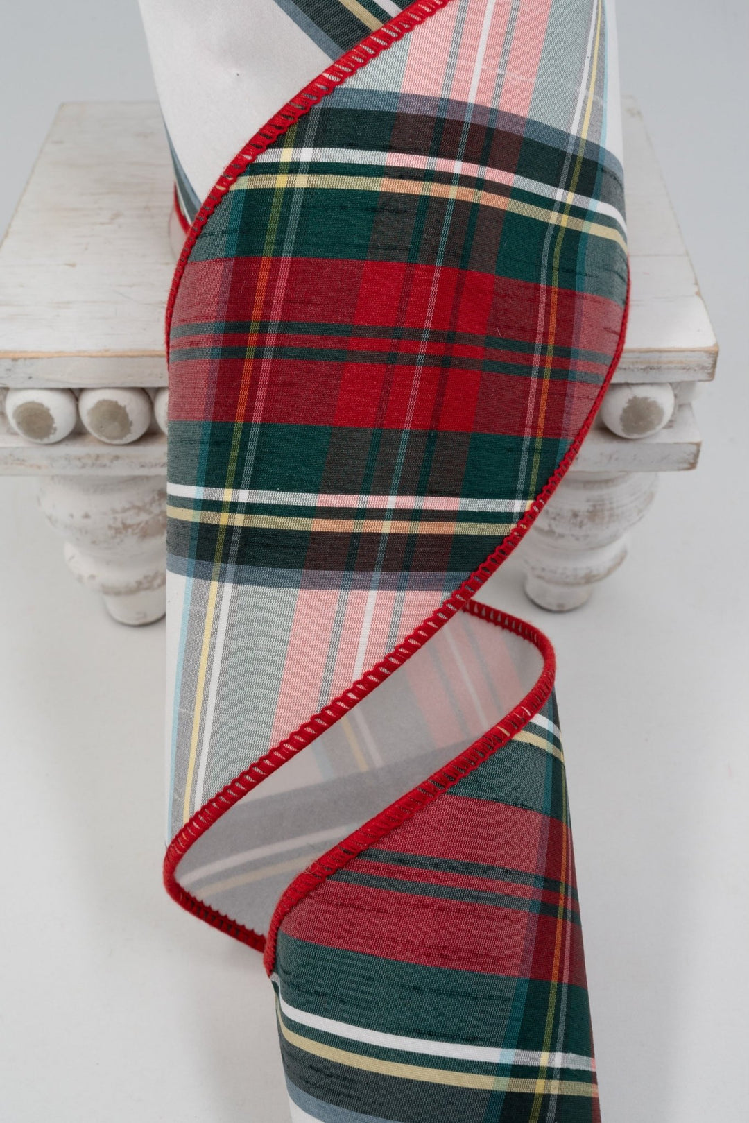 Red & Green Plaid Dupion Wired Ribbon - 4" - Greenery MarketRW1918-RE/GR