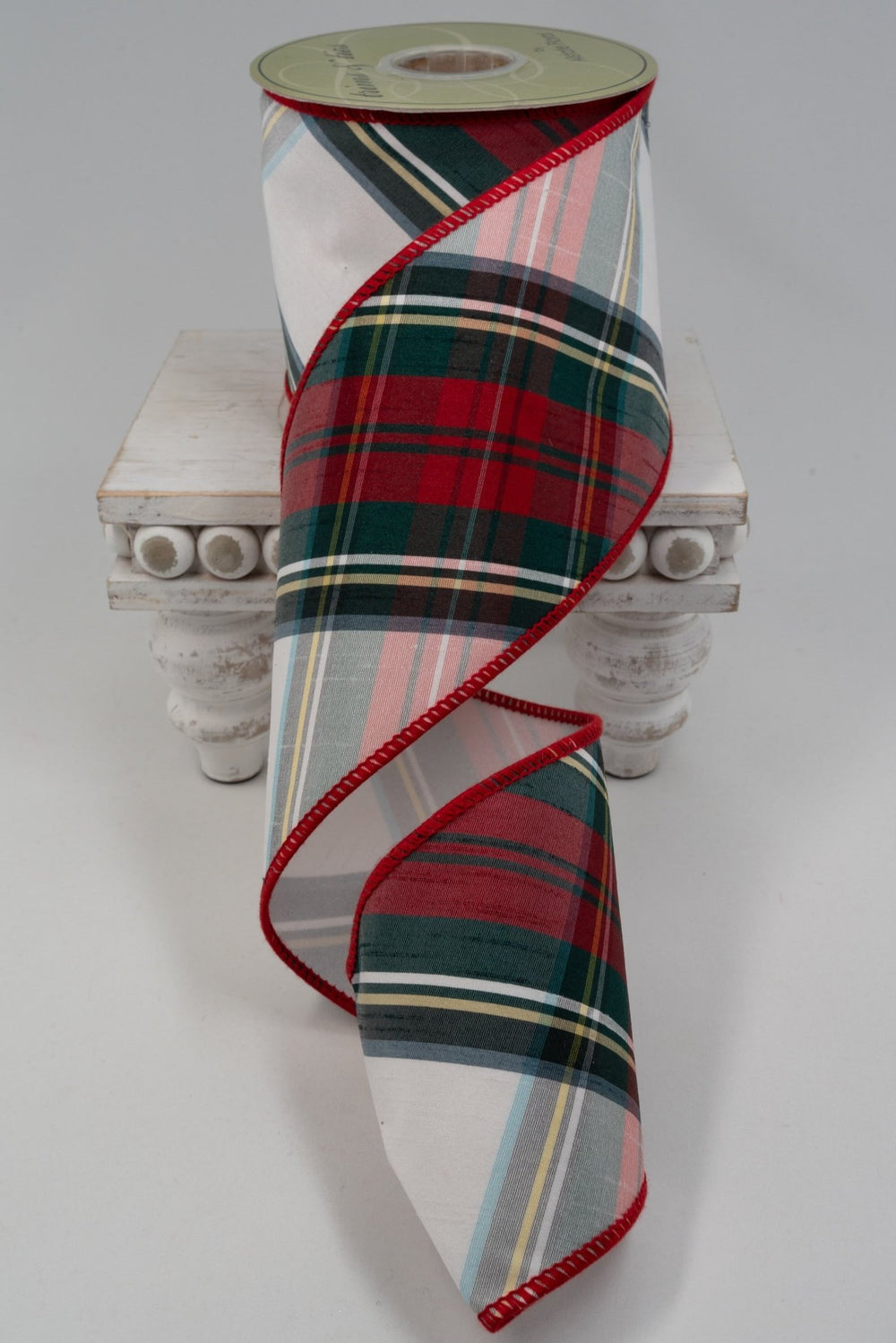 Red & Green Plaid Dupion Wired Ribbon - 4" - Greenery MarketRW1918-RE/GR