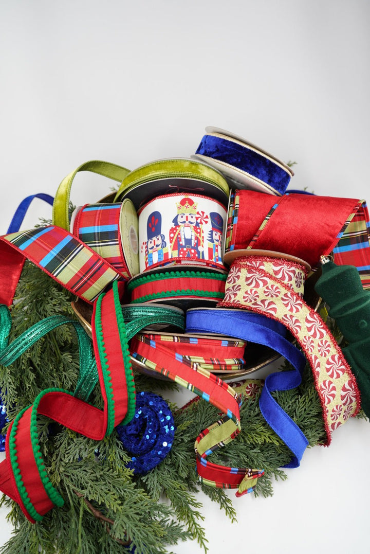 Red & Green Plaid Wired Ribbon - 2.5" - Greenery MarketRW9686-RE/GR