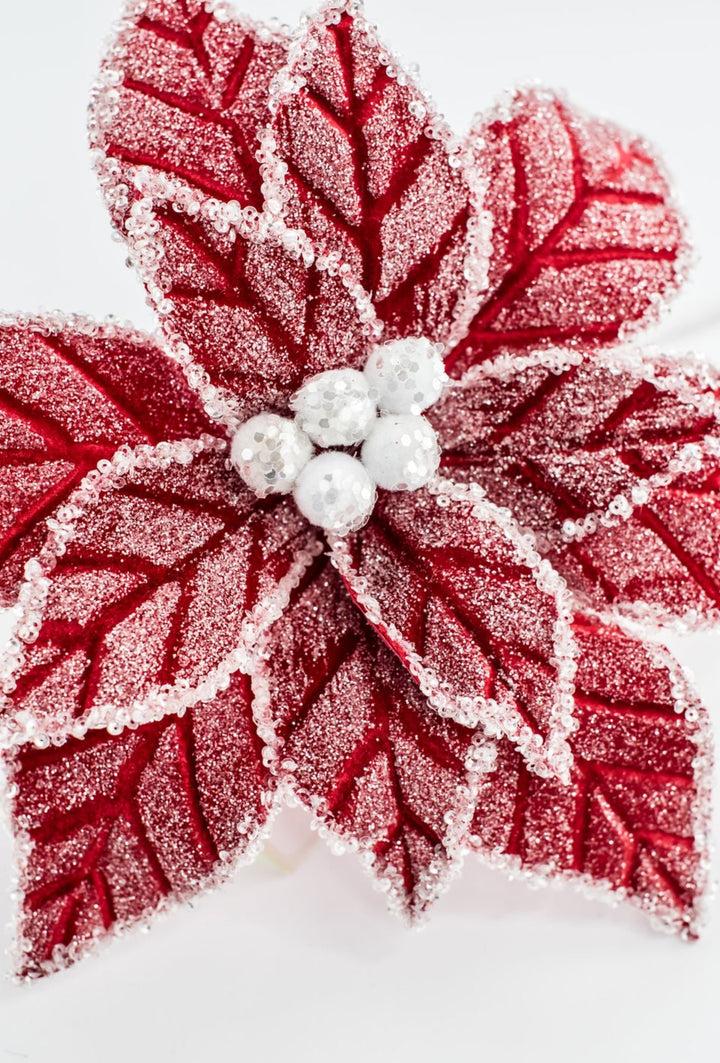 Red Icy Poinsettia Stem - Greenery Market86335RD