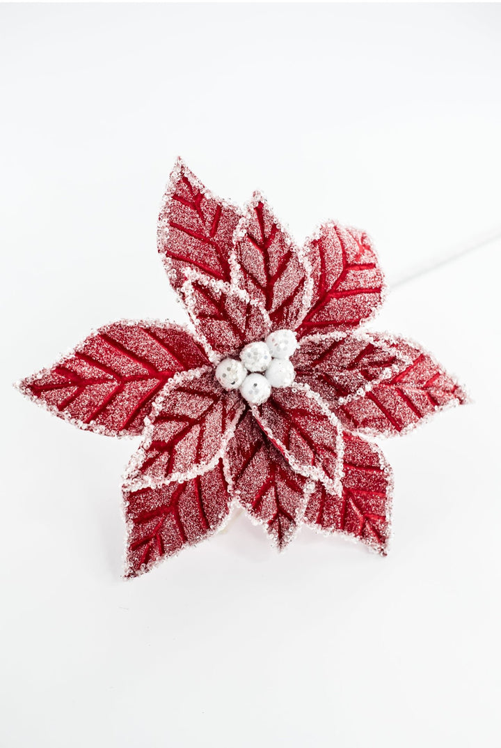 Red Icy Poinsettia Stem - Greenery Market86335RD