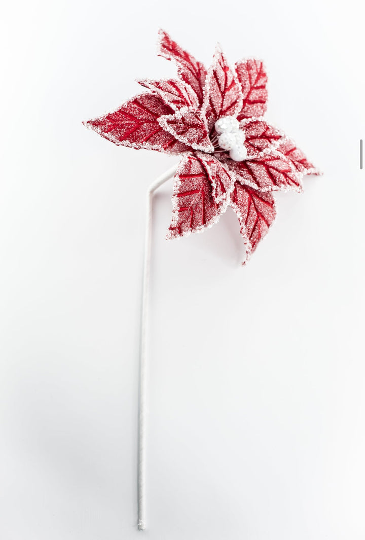 Red Icy Poinsettia Stem - Greenery Market86335RD