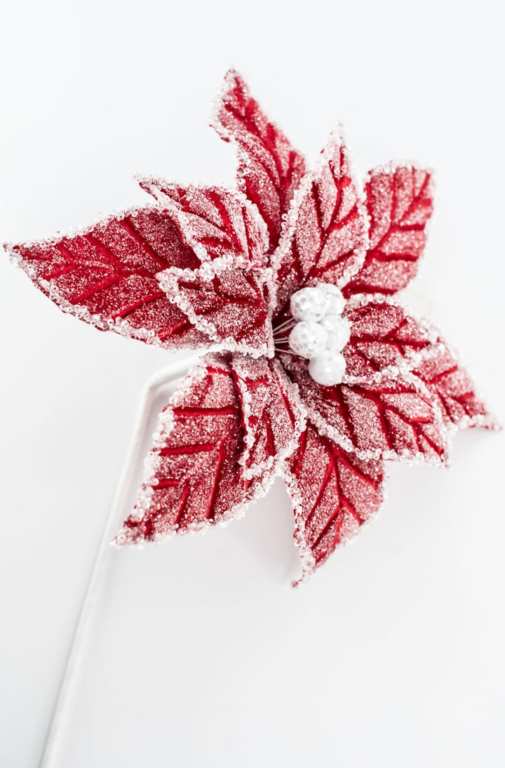 Red Icy Poinsettia Stem - Greenery Market86335RD
