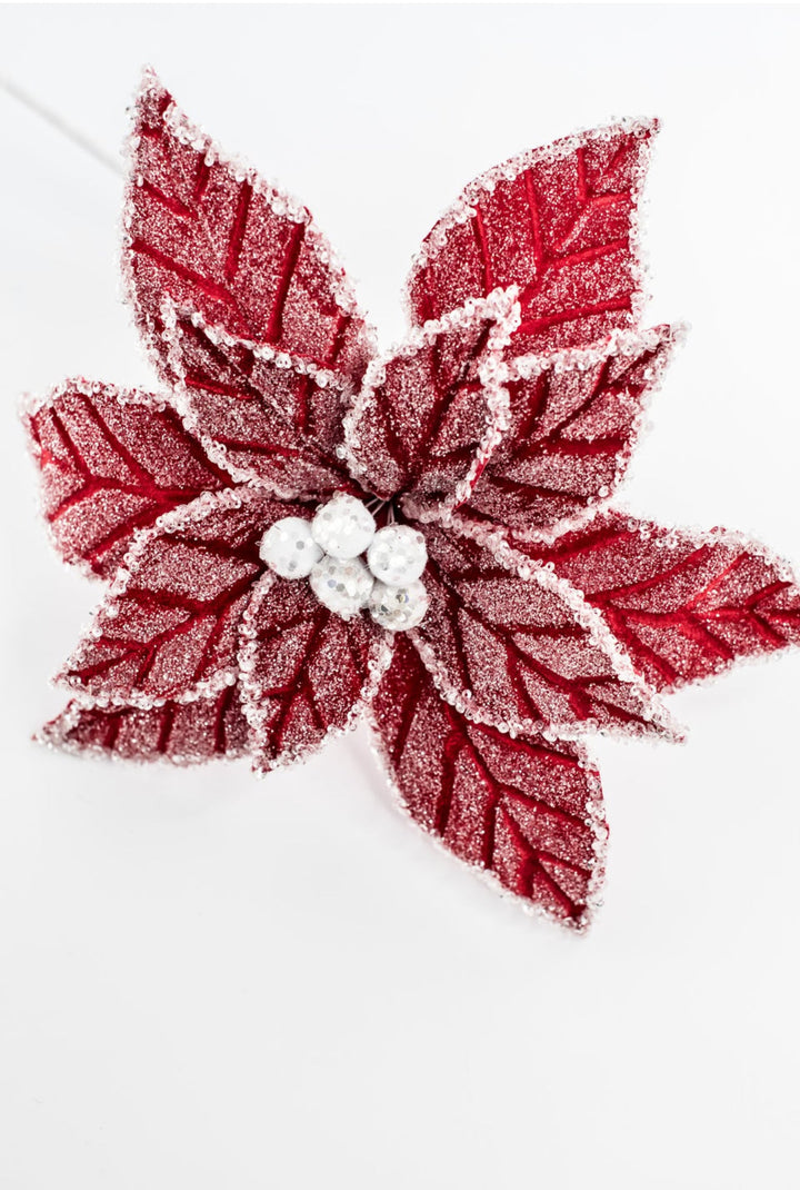 Red Icy Poinsettia Stem - Greenery Market86335RD