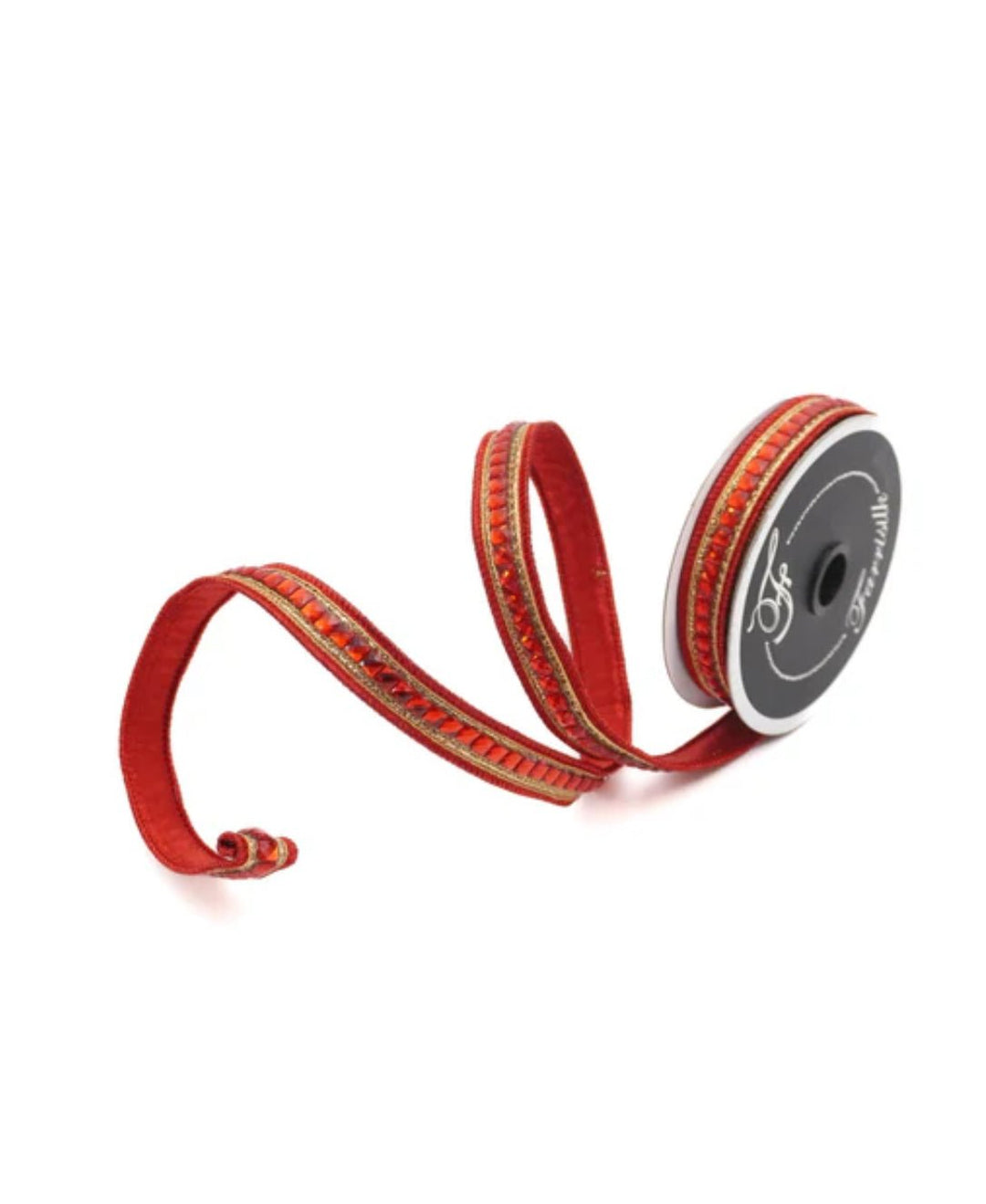 Red jewelry garland .75” farrisilk wired ribbon - Greenery MarketRibbons & TrimRK475 - 02