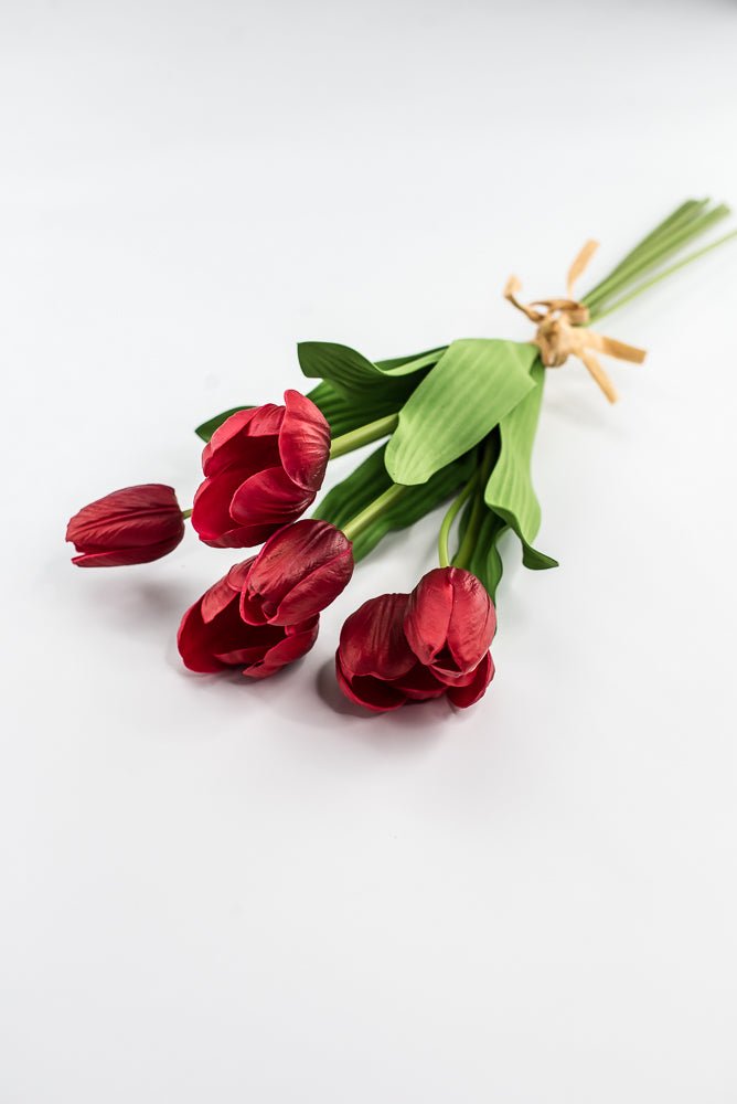 Red, life like, artificial tulip bundle - Greenery Market3876-R