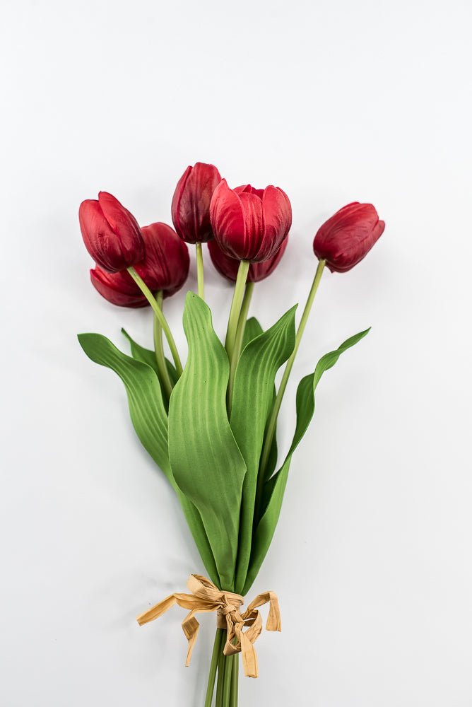 Red, life like, artificial tulip bundle - Greenery Market3876-R