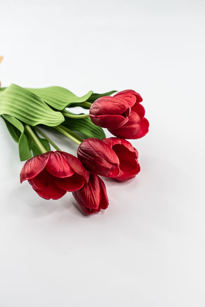 Red, life like, artificial tulip bundle - Greenery Market3876-R