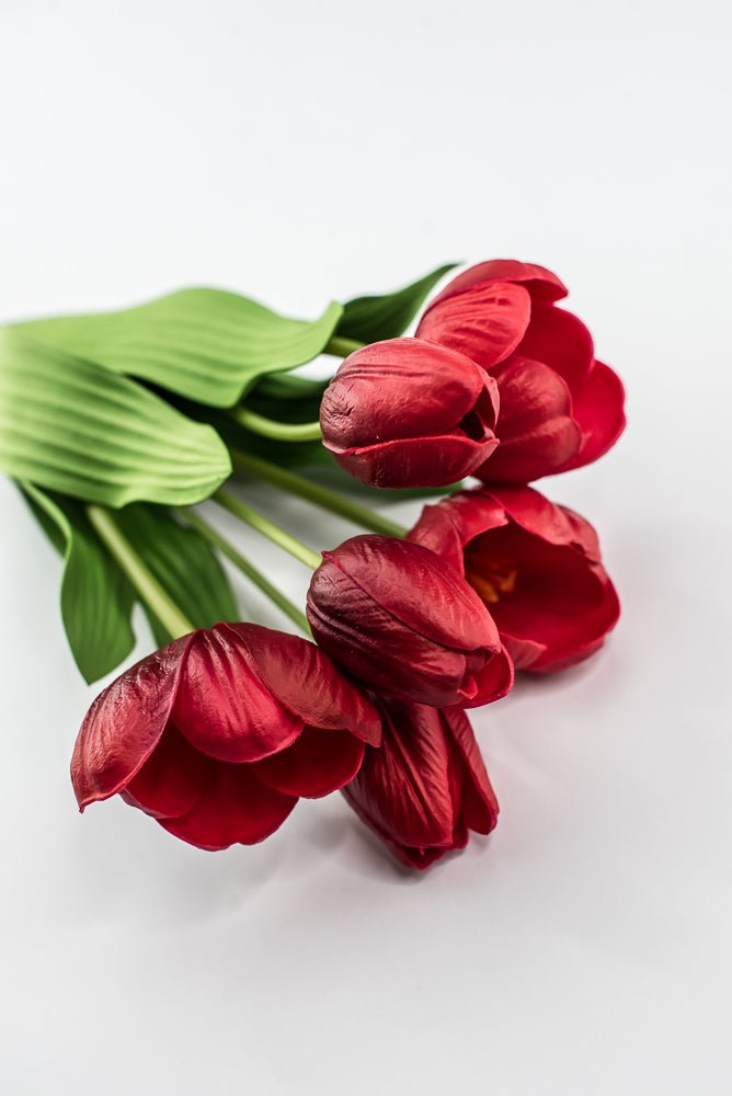 Red, life like, artificial tulip bundle - Greenery Market3876-R
