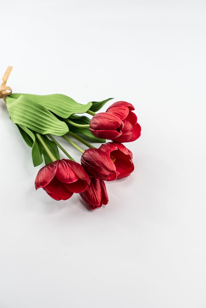 Red, life like, artificial tulip bundle - Greenery Market3876-R