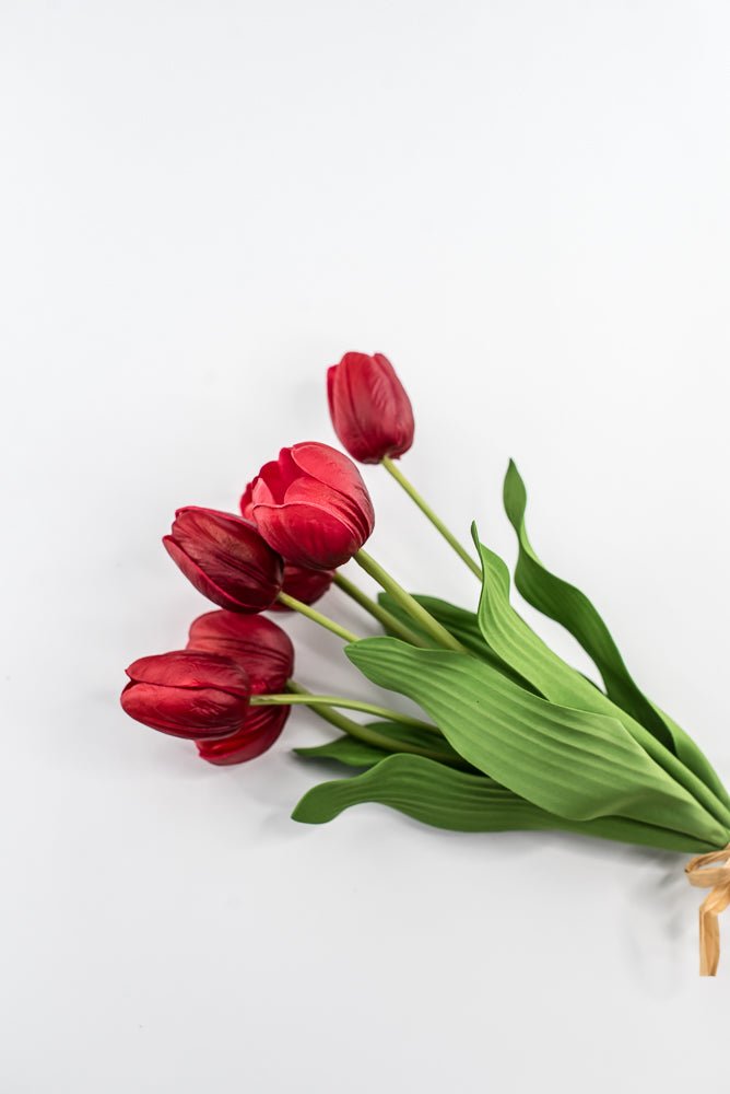 Red, life like, artificial tulip bundle - Greenery Market3876-R
