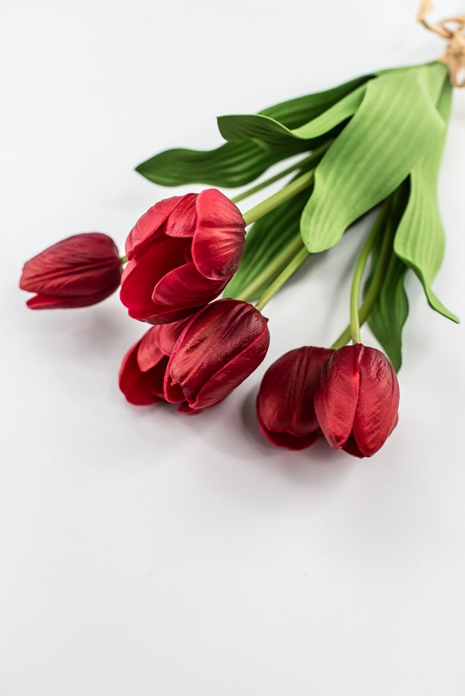 Red, life like, artificial tulip bundle - Greenery Market3876-R