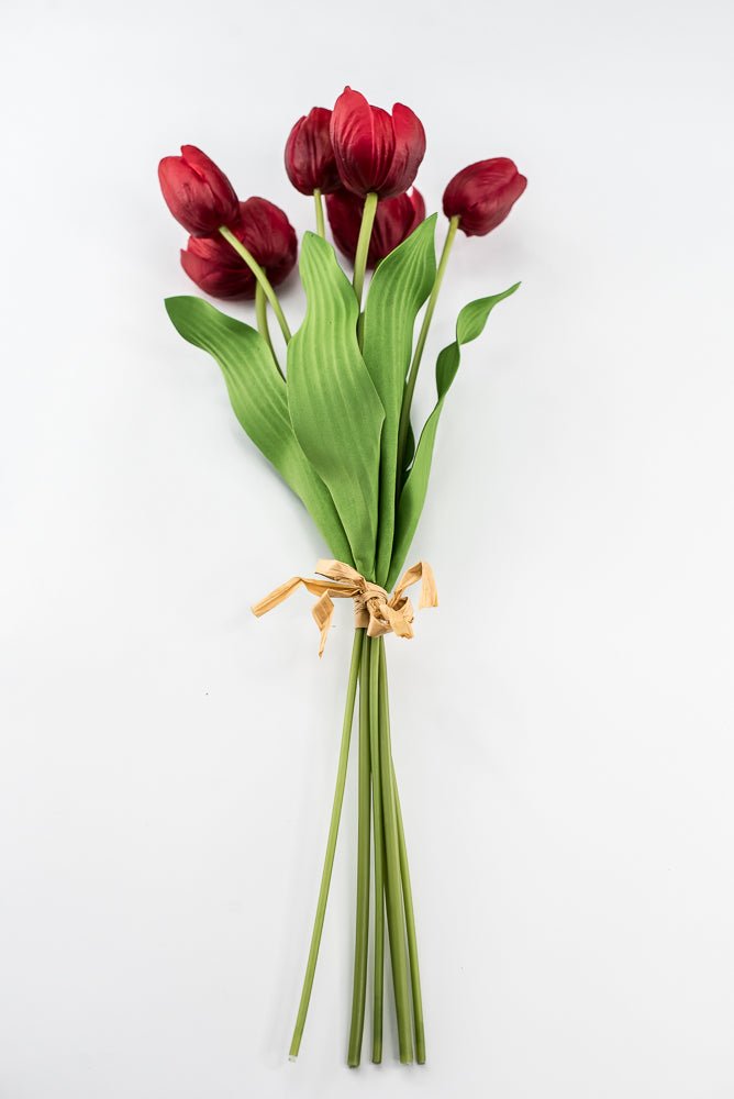 Red, life like, artificial tulip bundle - Greenery Market3876-R