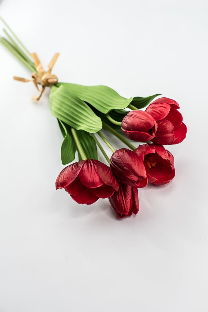 Red, life like, artificial tulip bundle - Greenery Market3876-R