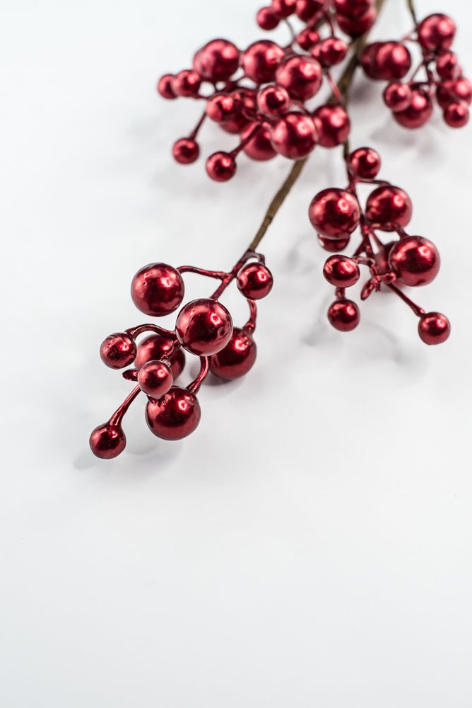 Red Metallic Berry Spray - 27" - Greenery MarketXG1140R