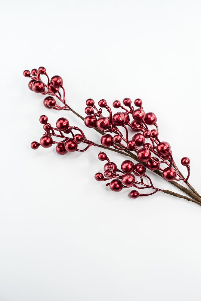 Red Metallic Berry Spray - 27" - Greenery MarketXG1140R